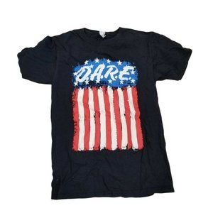 Vintage‎ 90s D.A.R.E. DARE Program Drug Education USA Flag Black Sz Small